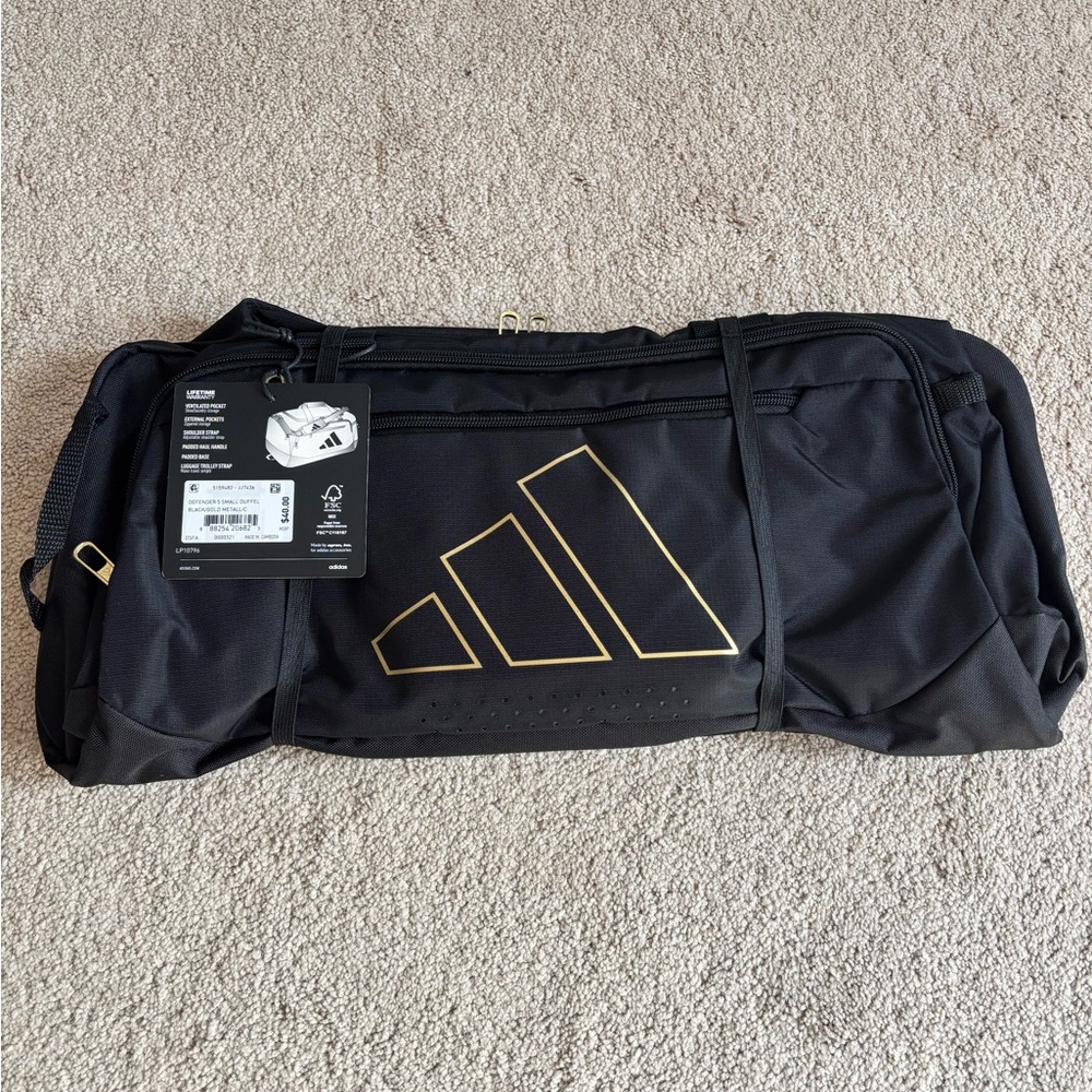 Adidas Black and Gold Duffel Bag